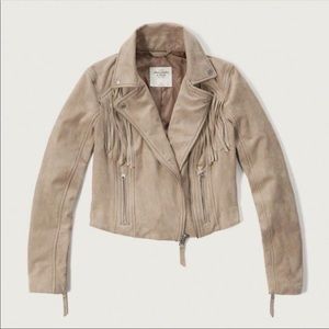 Abercrombie Moto Suede Jacket with Fringe